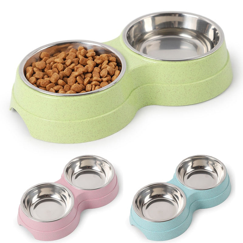 Double Food Water Pet Bowls